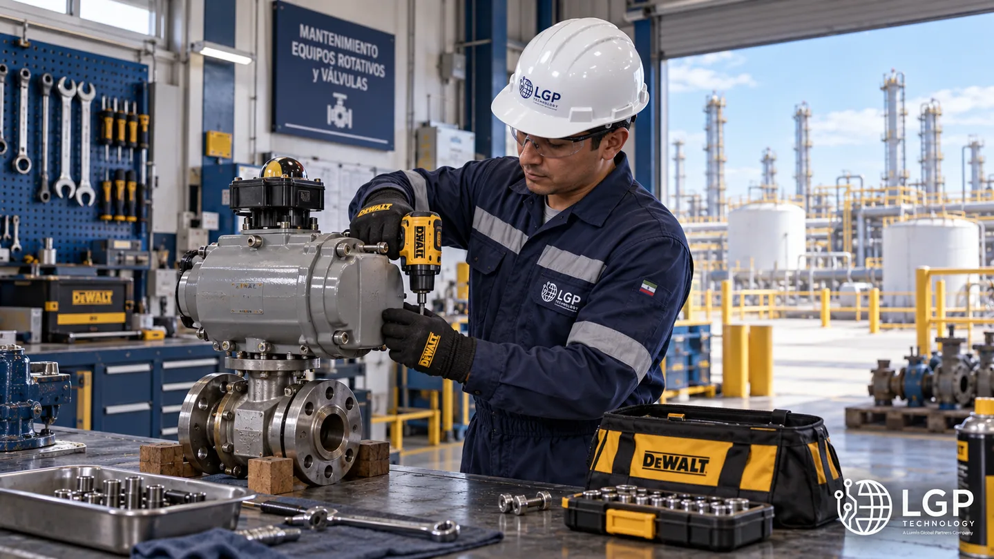 Técnico trabajando con herramientas DeWalt