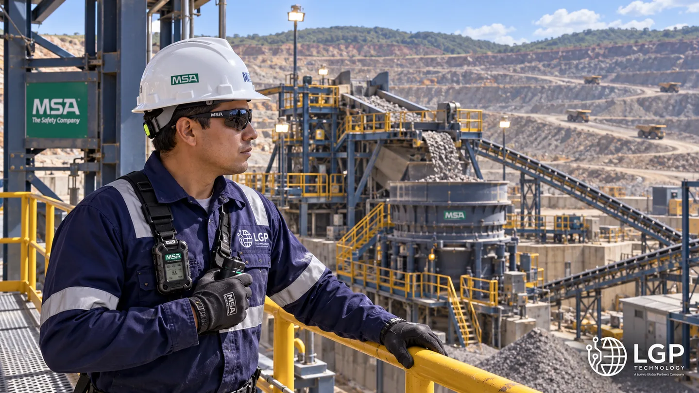Trabajador con equipo MSA en una operación minera